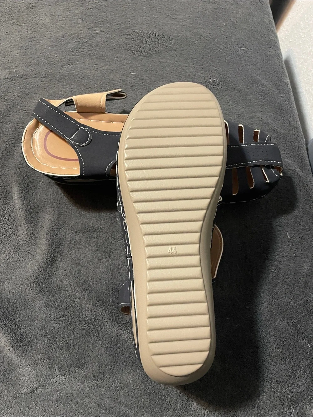 Women's Black Cutout Ankle-Strap Sandals